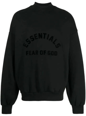 ESSENTIALS BLACK COTTON SWEATSHIRT