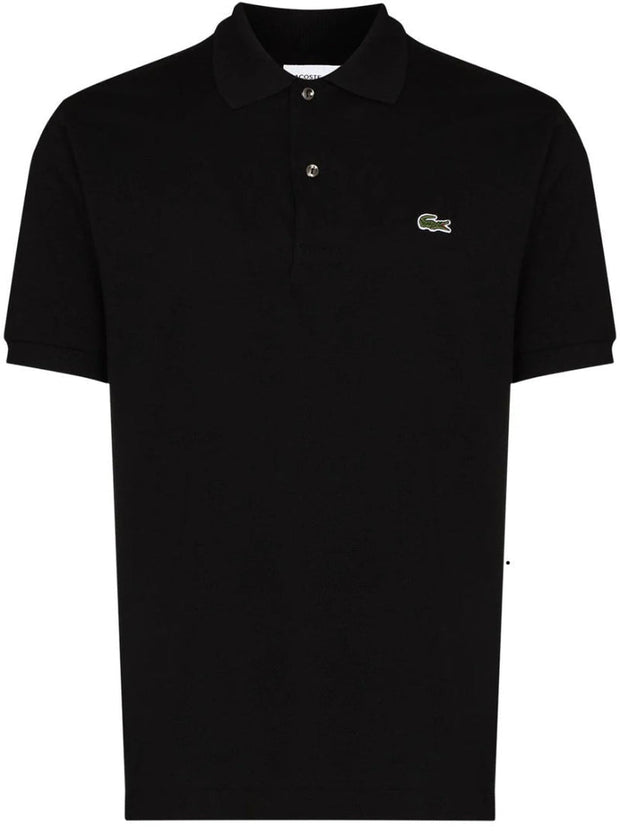 BLACK LACOSTE LOGO SHORT SLEEVE POLO SHIRT