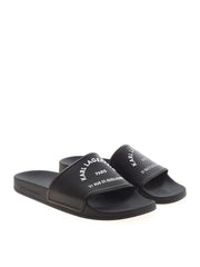 Karl Lagerfeld Contrasting Logo Slippers — Black