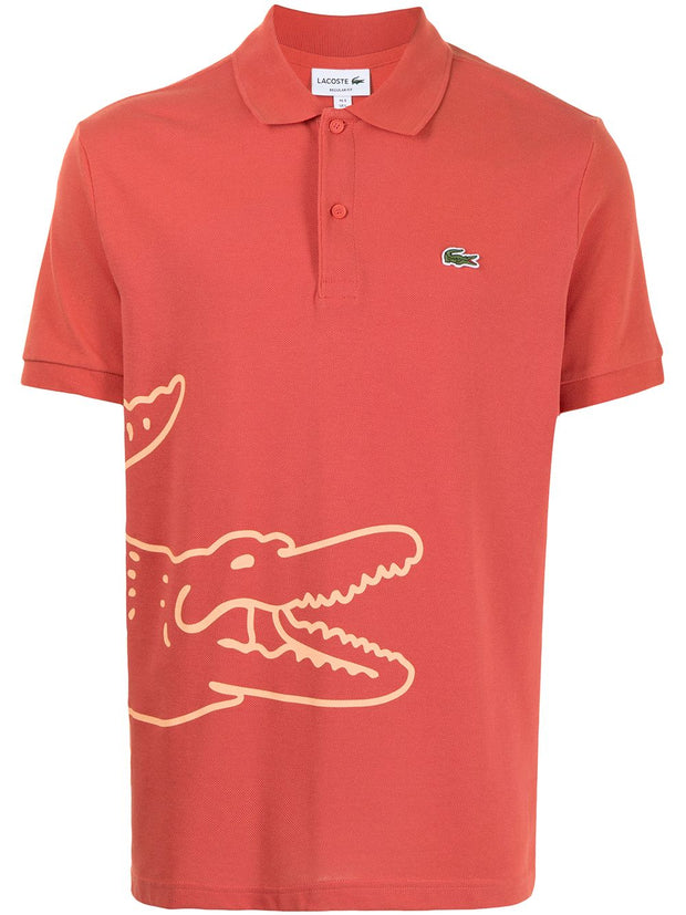 LACOSTE LOGO-PRINT SHORT-SLEEVED POLO SHIRT