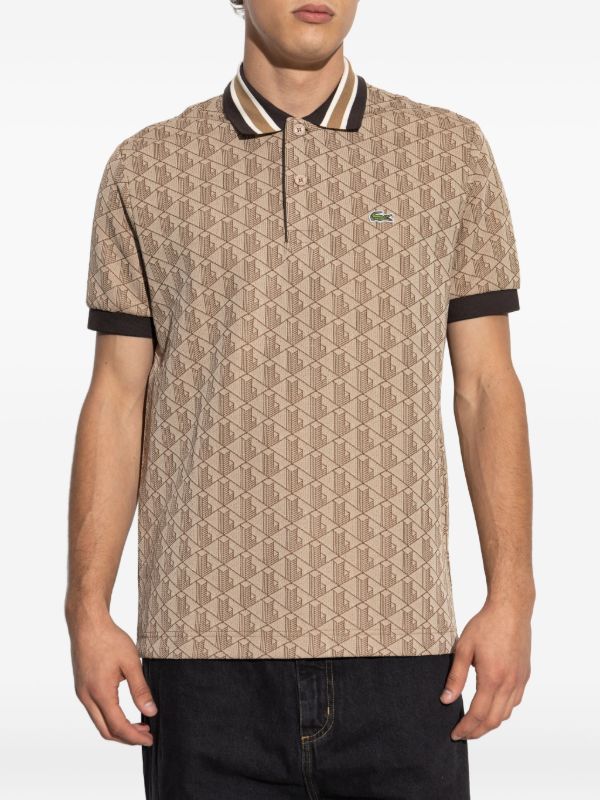 geometric-pattern polo shirt