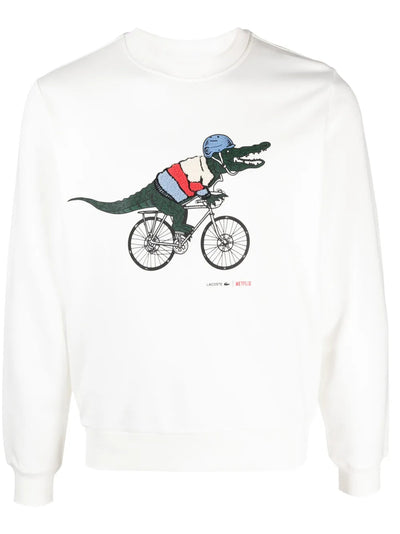Lacoste x Netflix Logo-Print Sweatshirt – Light Blue / White
