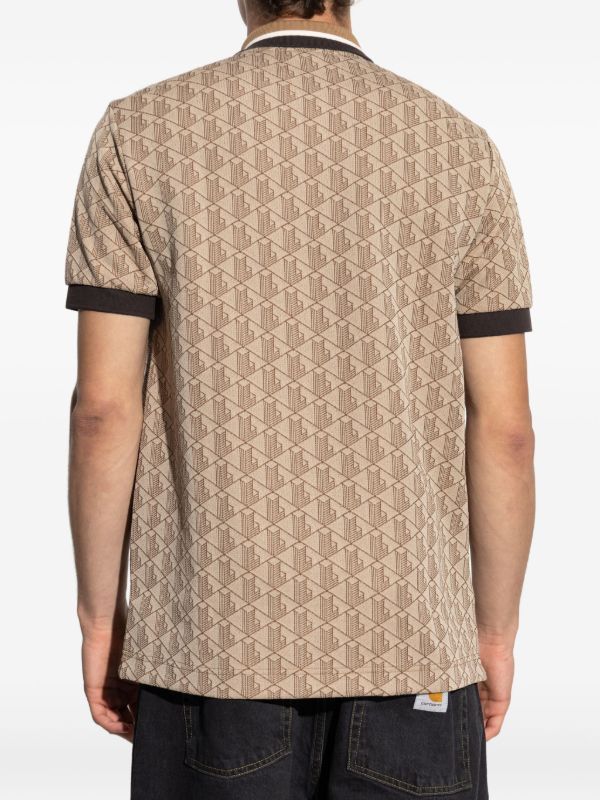geometric-pattern polo shirt