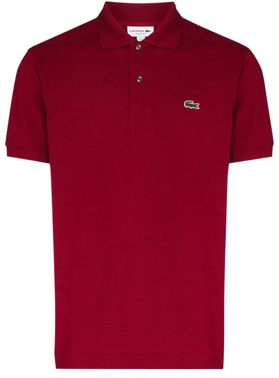 RED LACOSTE LOGO SHORT SLEEVE POLO SHIRT