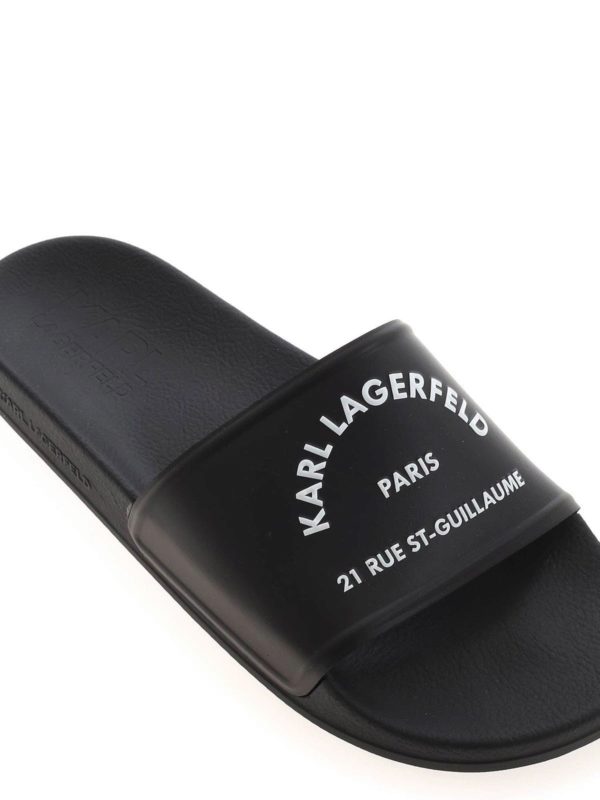 Karl Lagerfeld Contrasting Logo Slippers — Black