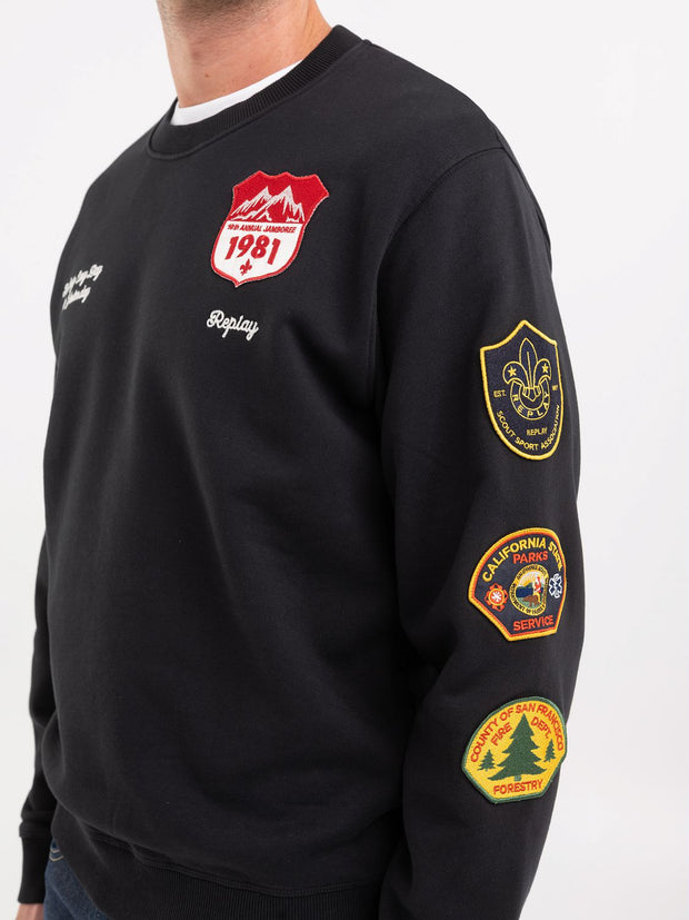 Replay Cotton Sweatshirt With Badges