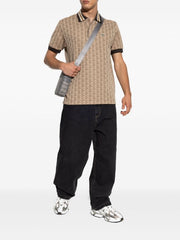 geometric-pattern polo shirt