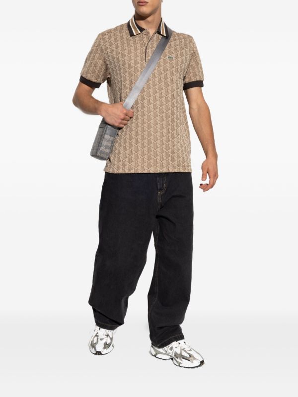 geometric-pattern polo shirt