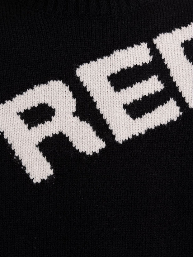 Replay Sweater In Wool Blend With Jacquard Logo